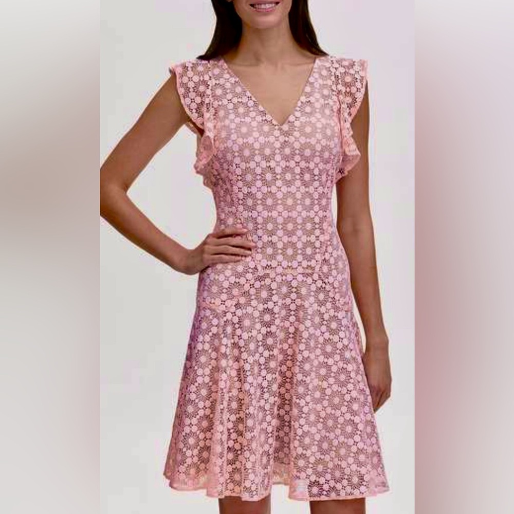 6 NWT $139 Tommy Hilfiger Pink Midi Dress Flutter Sleeves 1940s retro style